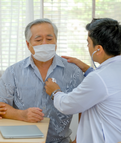 elderly man and doctor